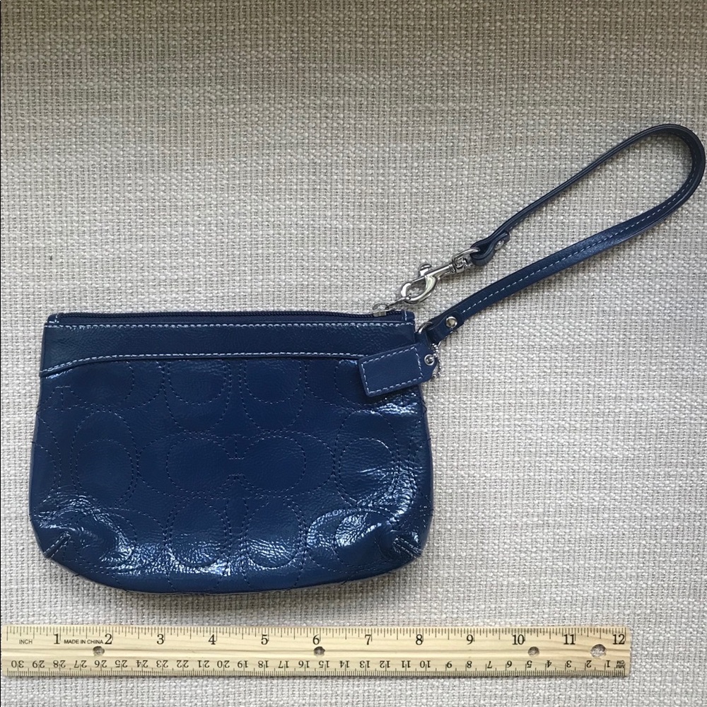 Blue Leather Coach Wristlet